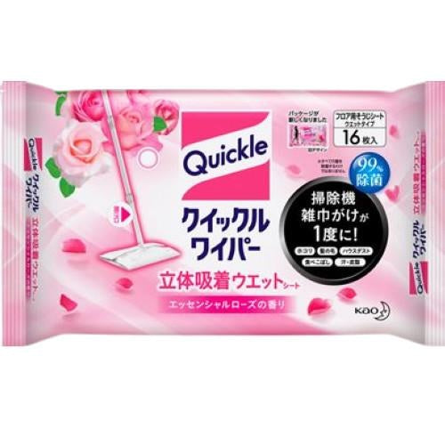 花王 クイックルワイパー立体吸着ウエットシートローズの香り(16枚入)