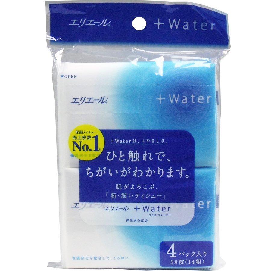 エリエール +Water(プラスウォーター)ポケットティシュー 28枚(14組)×4個パック