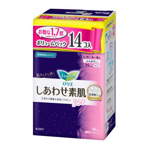 花王　ロリエ　しあわせ素肌　特に多い夜用　35cm　羽つき　14個